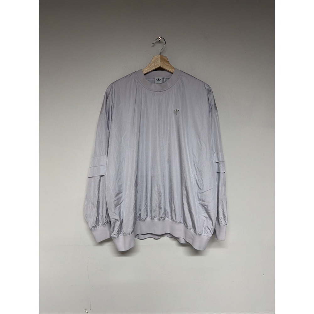 Adidas Womens Sweatshirt Silver Crew Neck Long Sleeve Trefoil Logo Size M